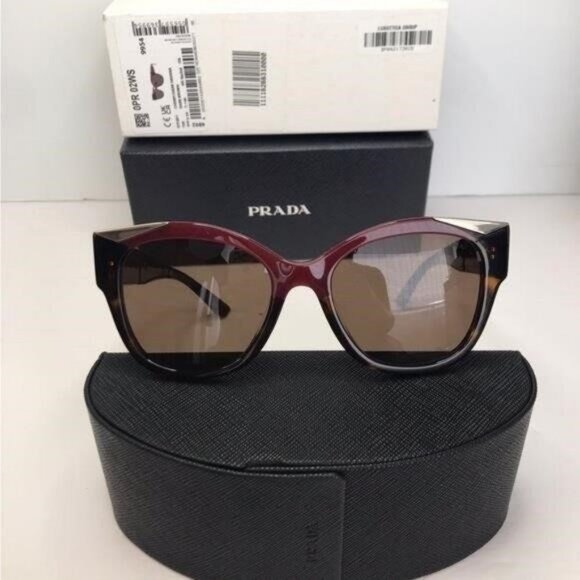 💯- Authentic New Dark Brown Cat Eye Ladies Sunglasses PR 02WSF 07C0D1 56 - Picture 11 of 13